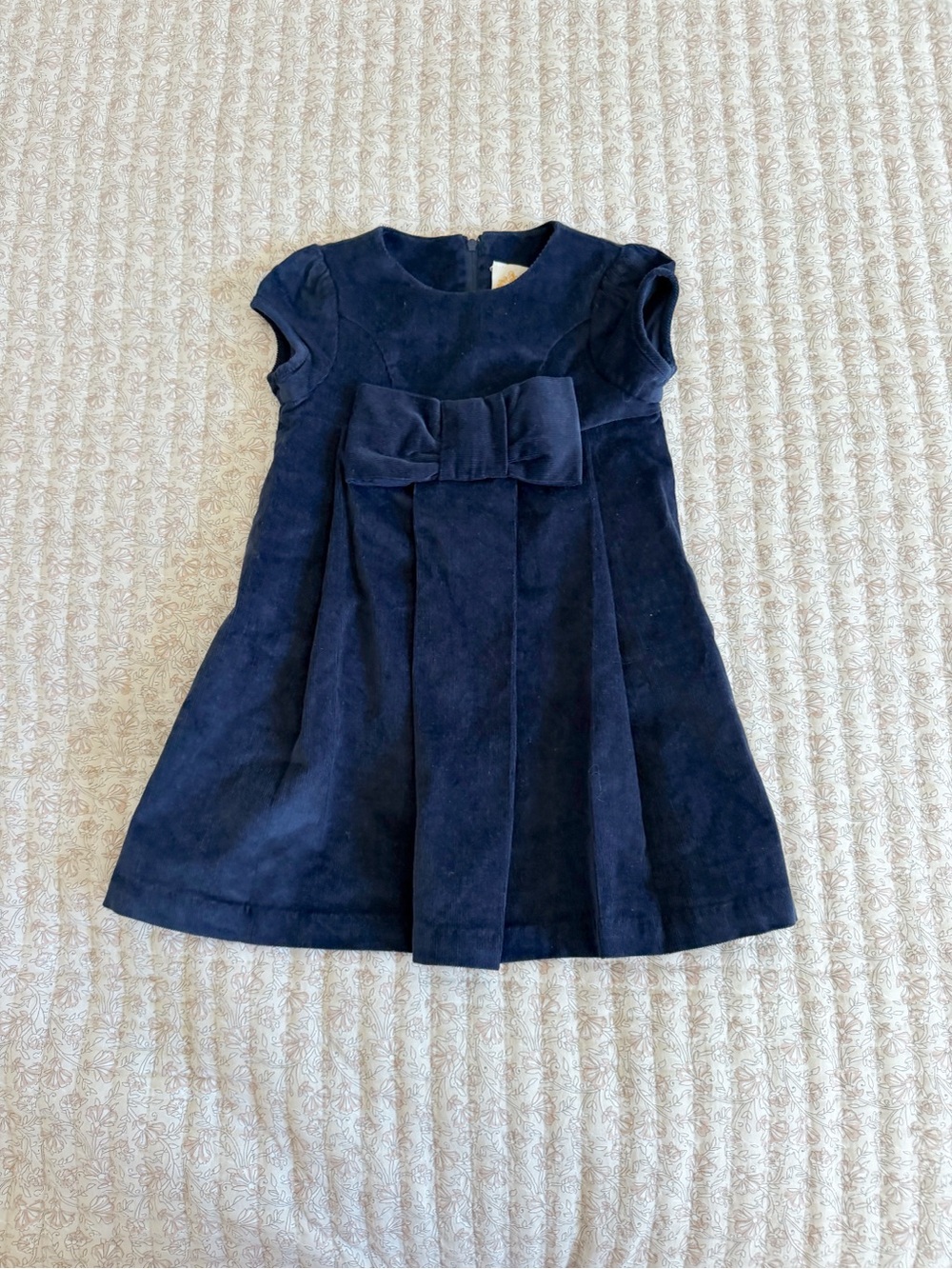 The Beaufort Bonnet Company Navy Bow-Front Velvet Girls Dress